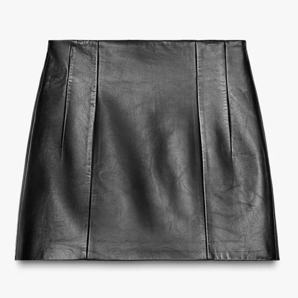 Zara Faux Leather High Waist Black Mini Skirt Moto Whimsygoth Edgy Goth Size M - Picture 3 of 8